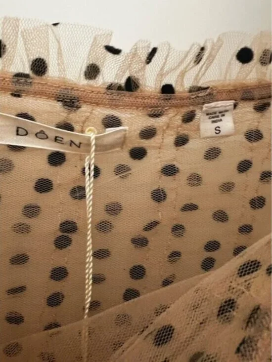 Doen Tan and Black Polka Dot Midi Dress - Picture 4 of 6